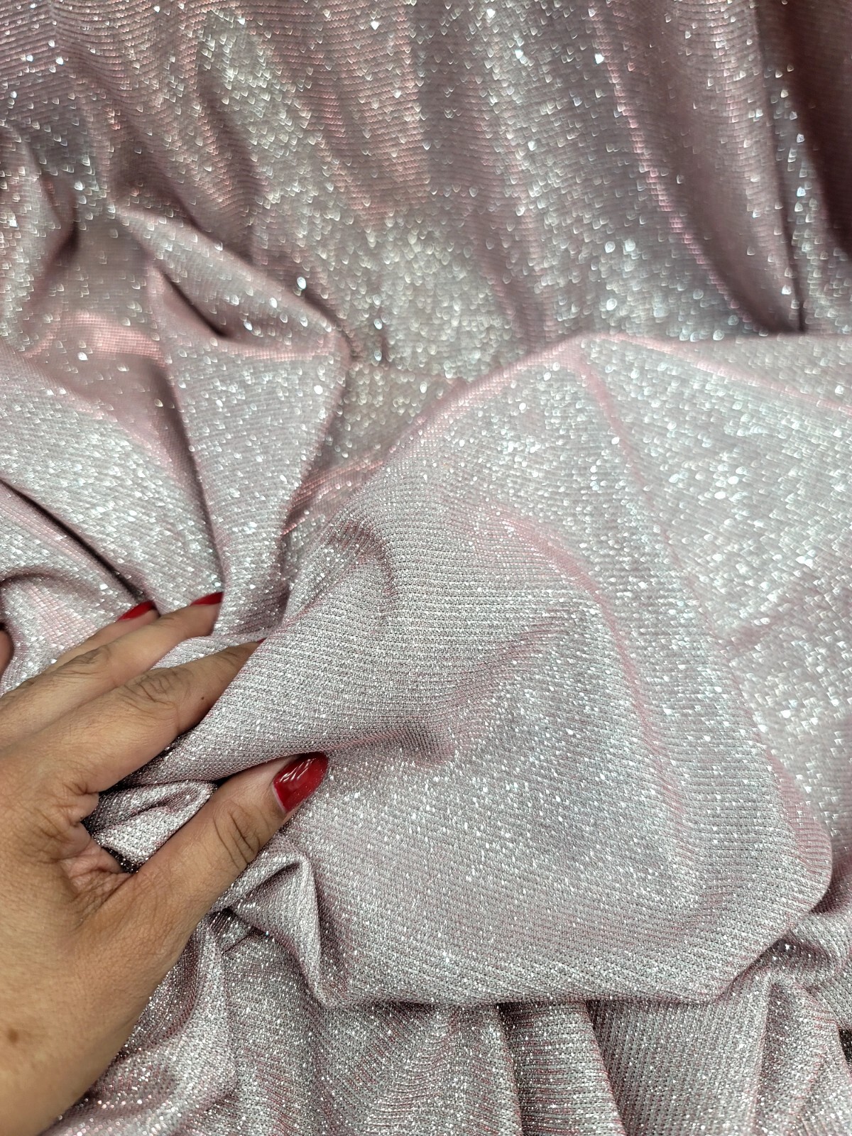 Fabric Sold By The Yard Glitter Pink IRIDESCENT STRETCH SPANDEX Fashion Fabric
