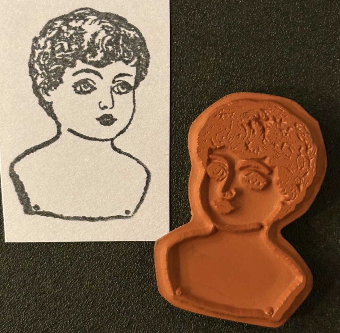 Rubber Stamp Vintage Doll Head And Torso Cling