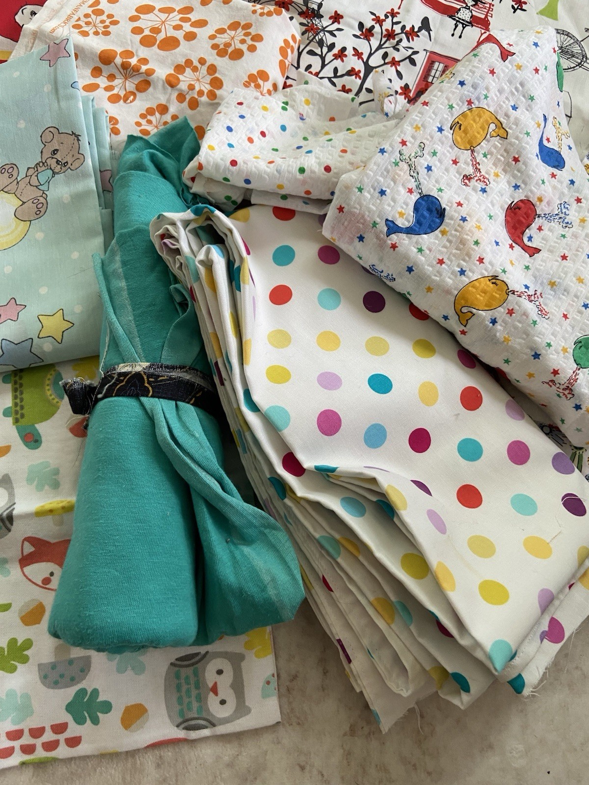 Assorted Lot Of Children’s Themed Fabric
