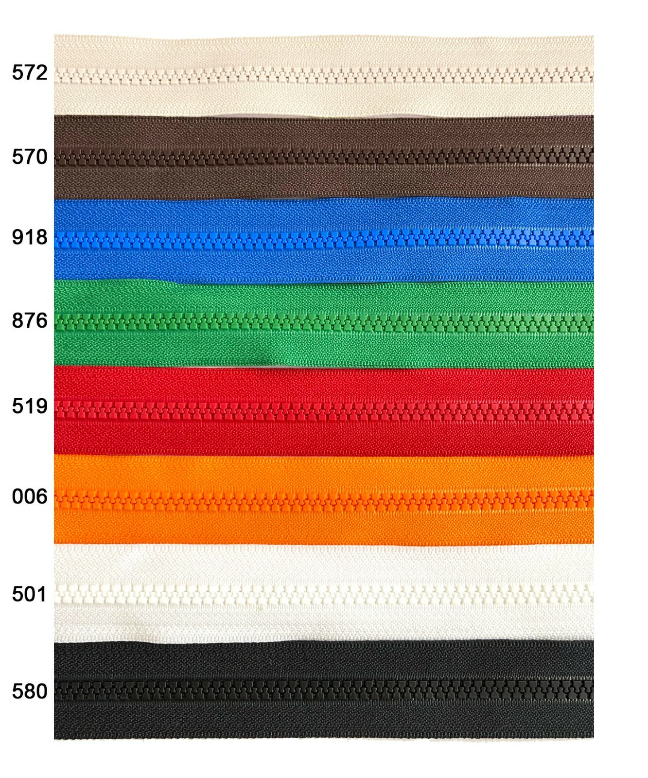 Continuous Zipper YKK#5 Molded Plastic Vislon Chain Match Pull Make-A-Zipper