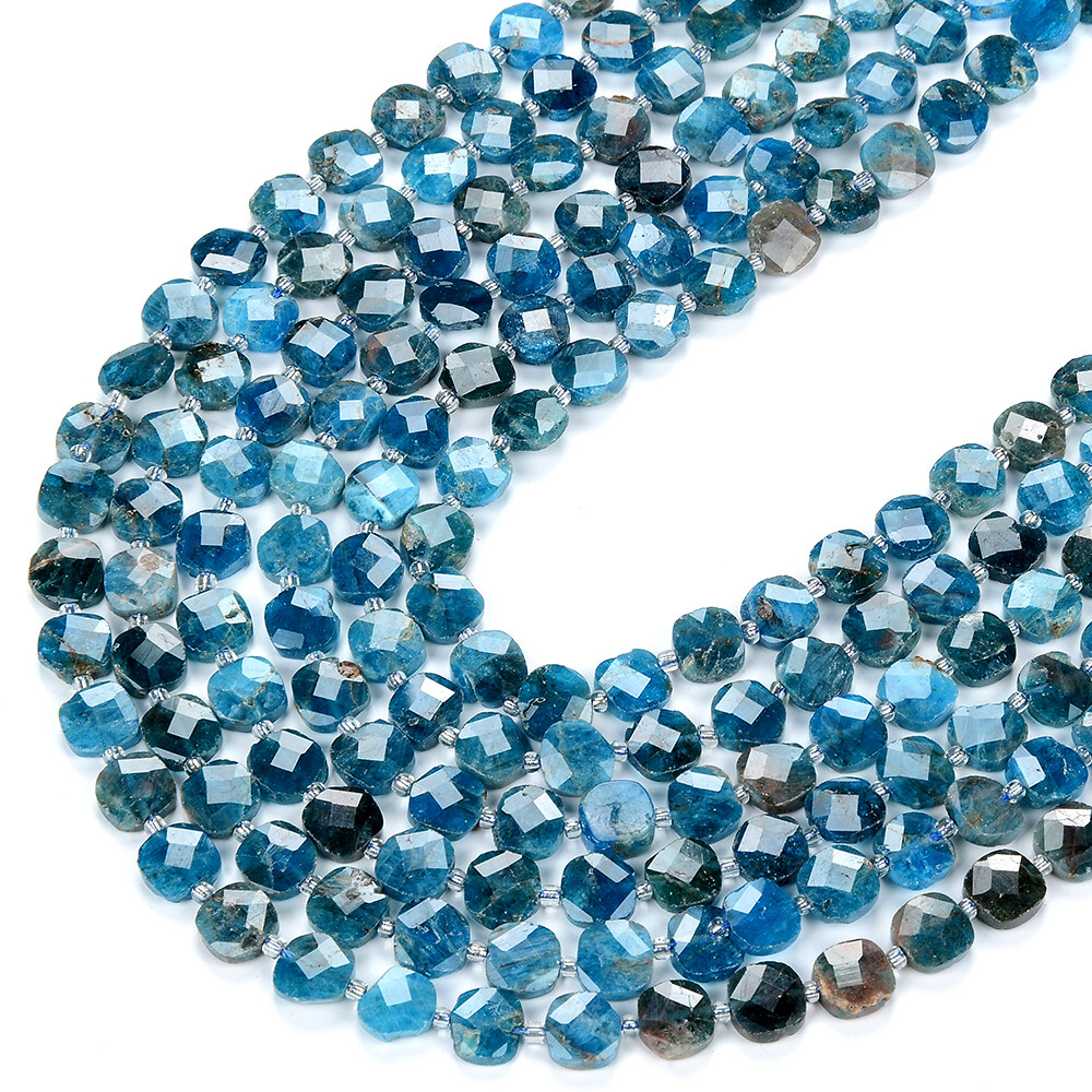 10X10MM Natural Apatite Gemstone Micro Faceted Square Loose Beads (D418)