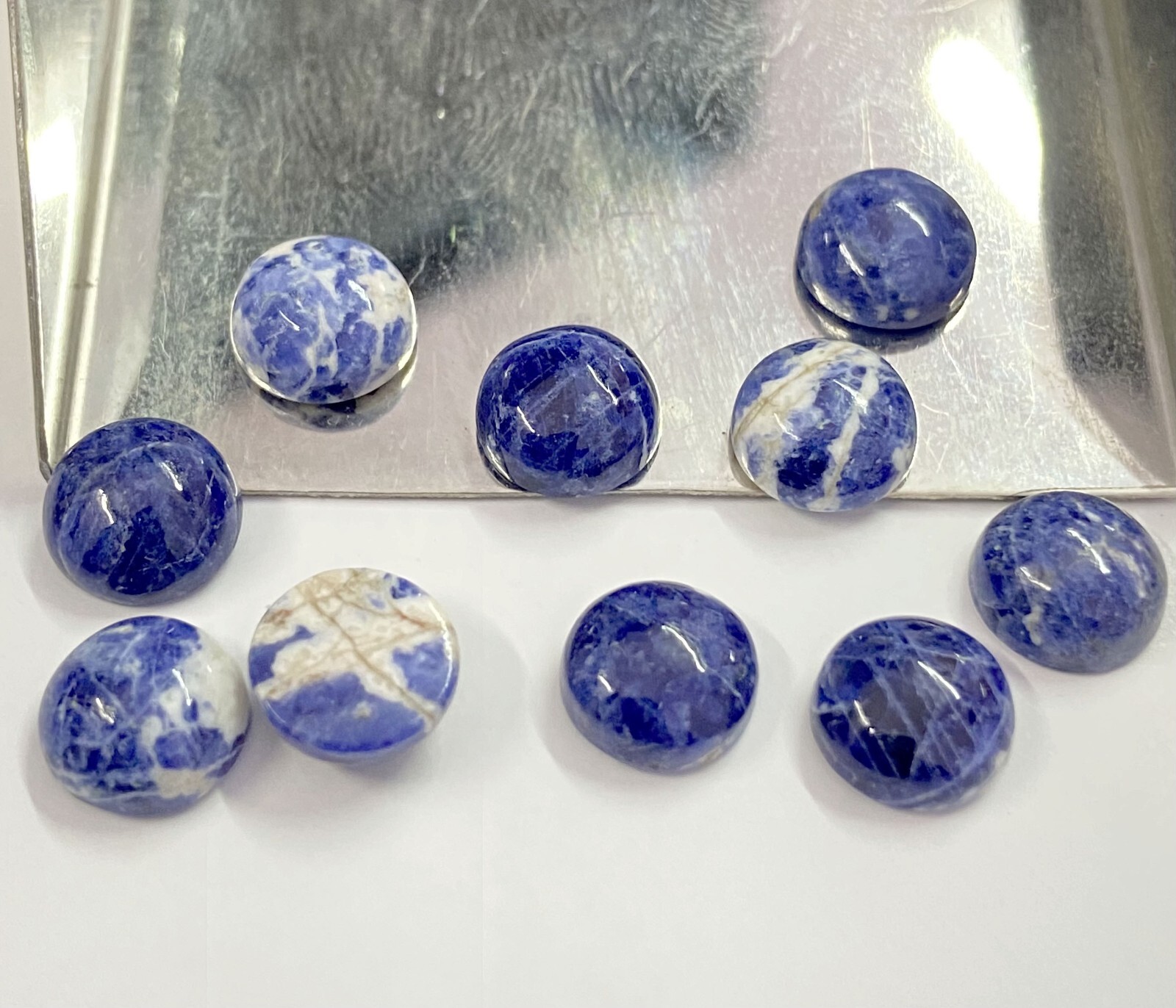 Natural Blue Sodalite Round Cabochon Loose Calibrated Gemstone 3MM TO 15MM