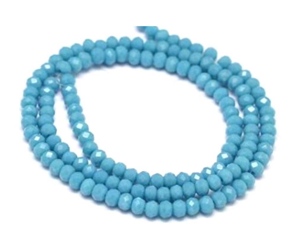 140 Opaque Blue Celestial Crystal Faceted Tiny 4x3mm Rondelle Tiny Spacer Beads