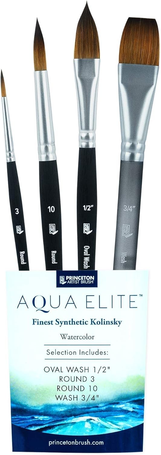 Princeton Artist Brush Co Aqua Elite 4850 Series – 4pc Watercolor Brush Set – Sy