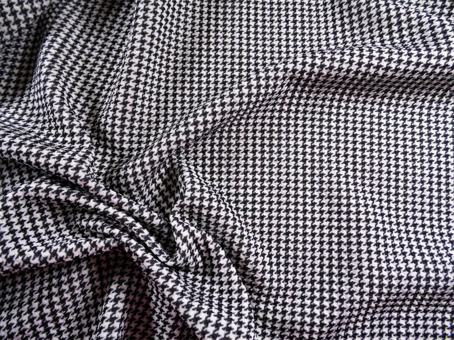 Printed Bullet Liverpool Textured Fabric Stretch Micro Houndstooth Black T104