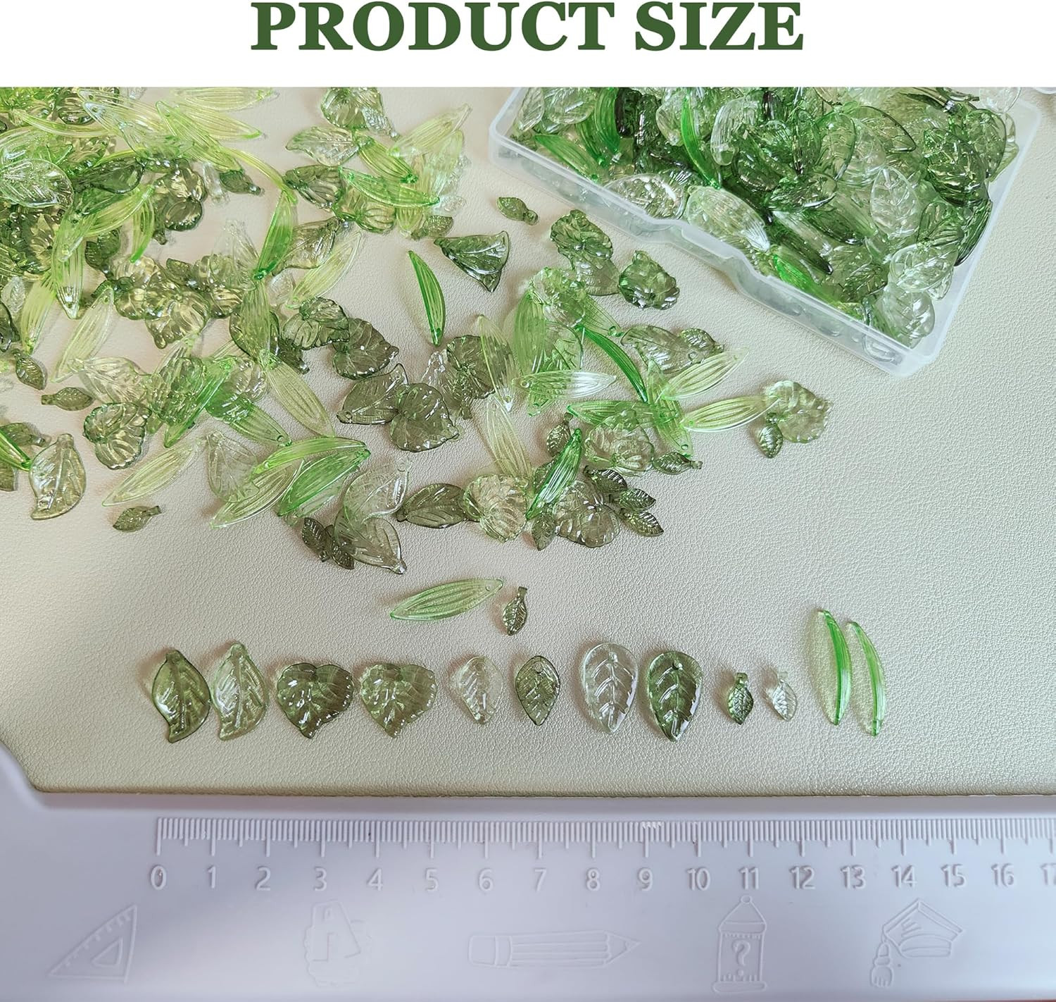 Assorted Green Leaf Beads for Jewelry Making – 120PCS Acrylic Craft Charms Bulk