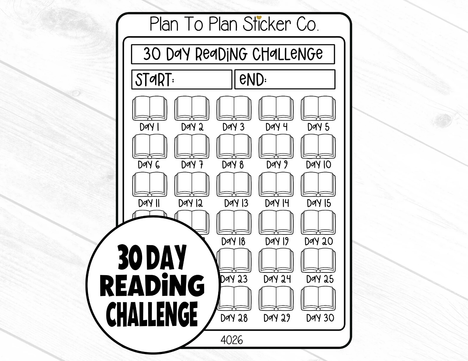 4026~~30 Day Reading Challenge Planner Stickers.