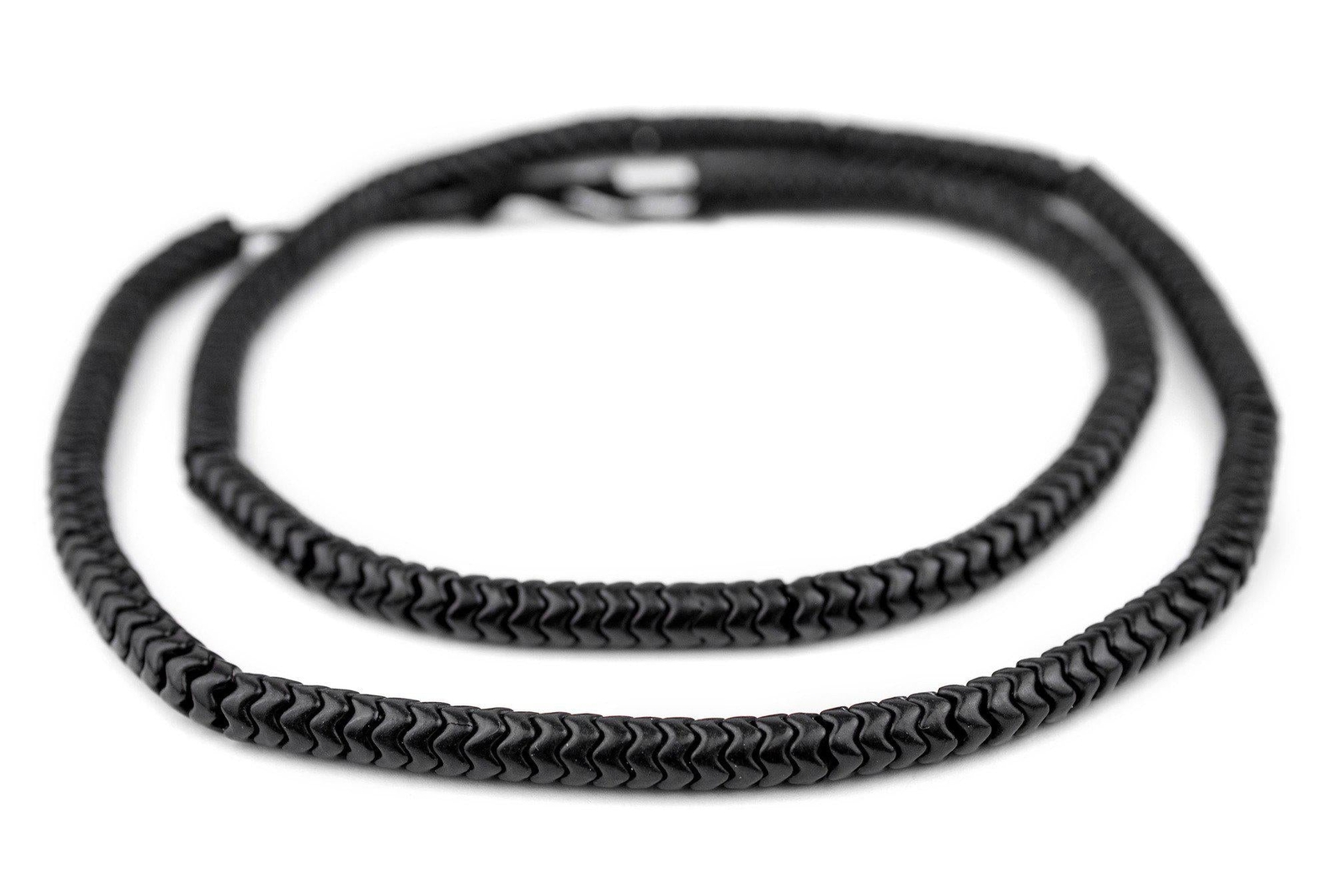Black Resin Snake Beads 7mm Interlocking 26 Inch Strand