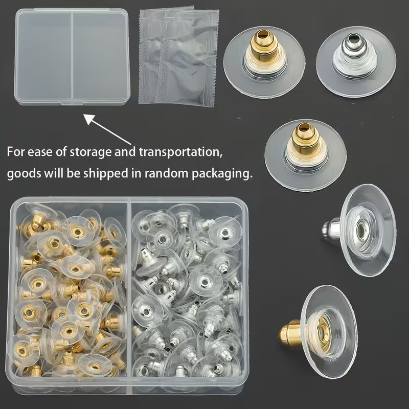 100 Pcs Metal Earring Clutch Jewelry Making Tools Back Stopper Backs with Pad