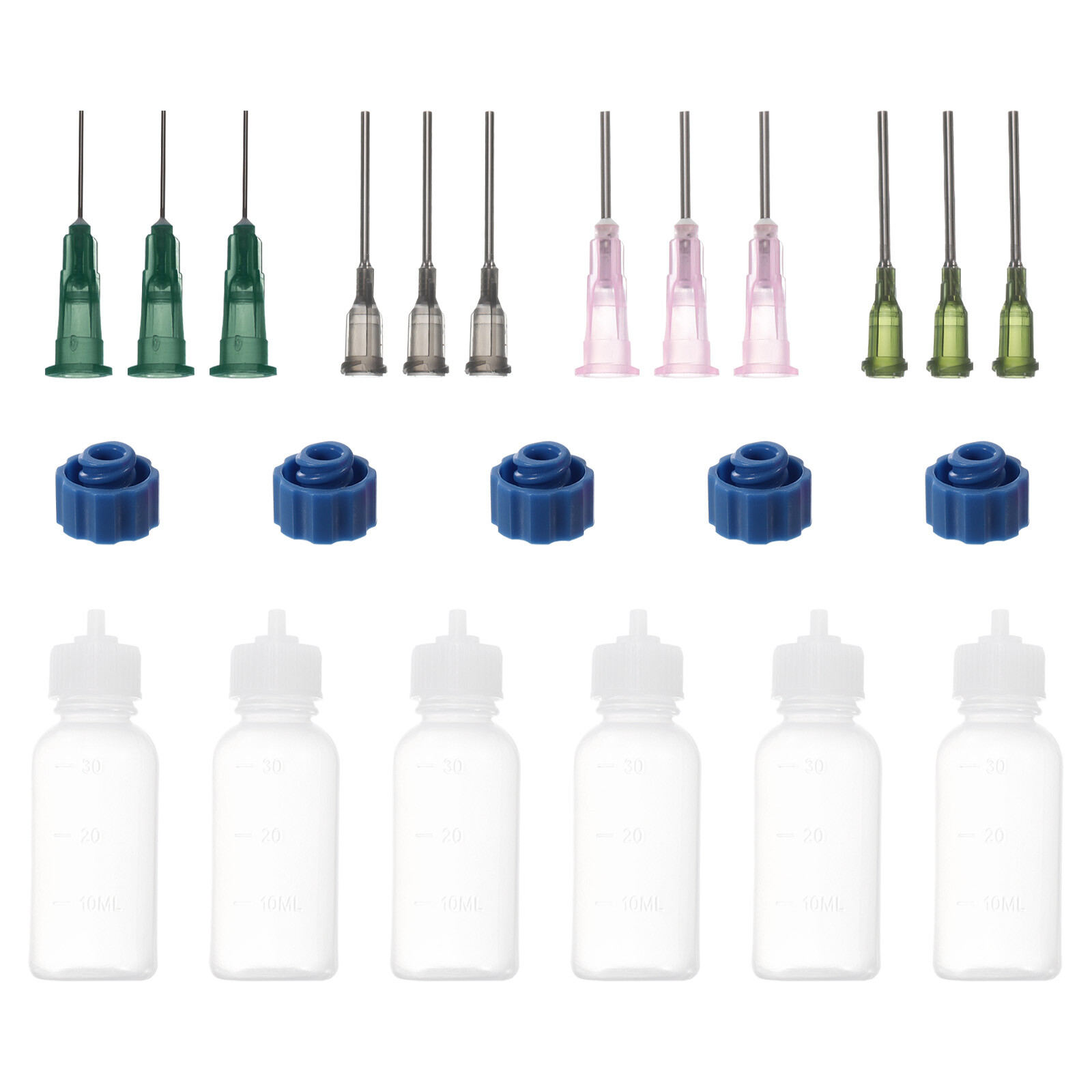 6Pc 30ml Clear Precision Applicator Bottle ,12Pcs Needle Tip, Squeeze Bottle NEW