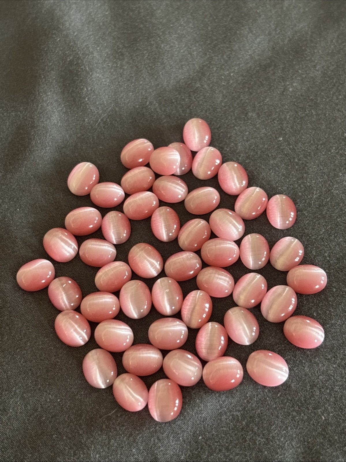 Fiber Optic 8mm x 10mm Oval Pink Cabochon, Set of 10
