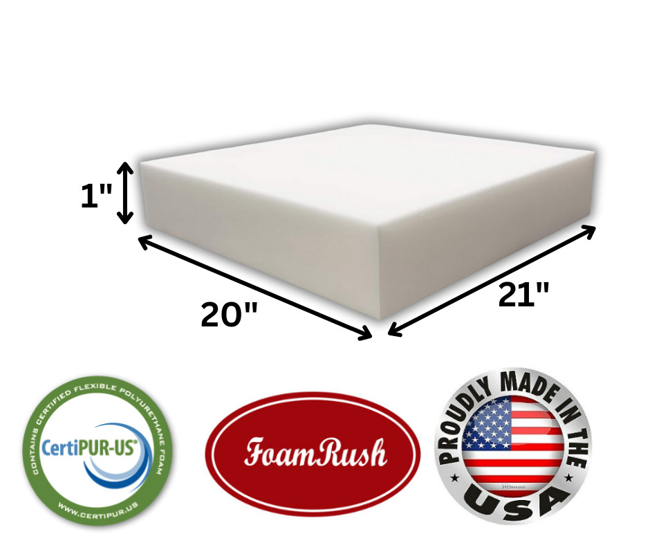 FoamRush 20″ x 21″ High Density Upholstery Foam Seat Cushion Replacement USA