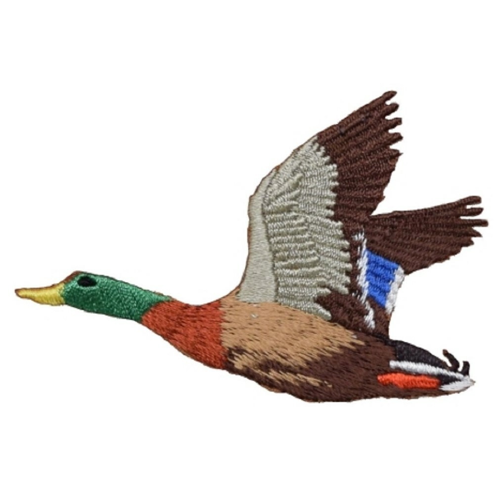 Duck Applique Patch – Flying Drake Mallard, Water Fowl Badge 3″ (Iron on)