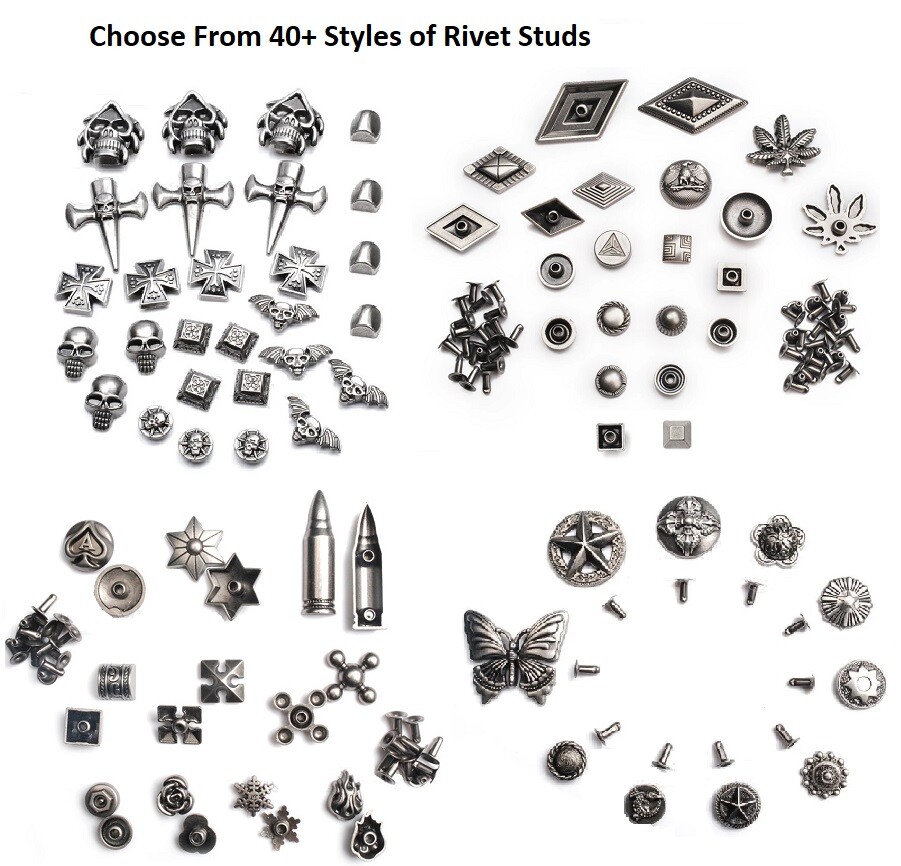 CHOOSE STYLE Pack of 5 Metal Rivet Studs for Crafts Leather Work, Over 30 Styles