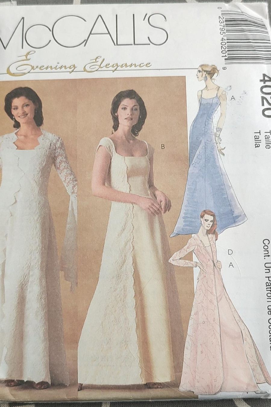 McCalls Evening Elegance Dress4020 size 8, 10, 12, 14 Scoop Neck Beautiful Uncut