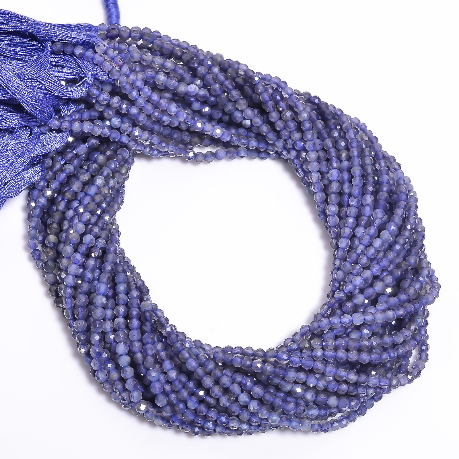 Natural Iolite Gemstone Round Shape Faceted Beads 3X3 mm Strand 12.5″ GB-575