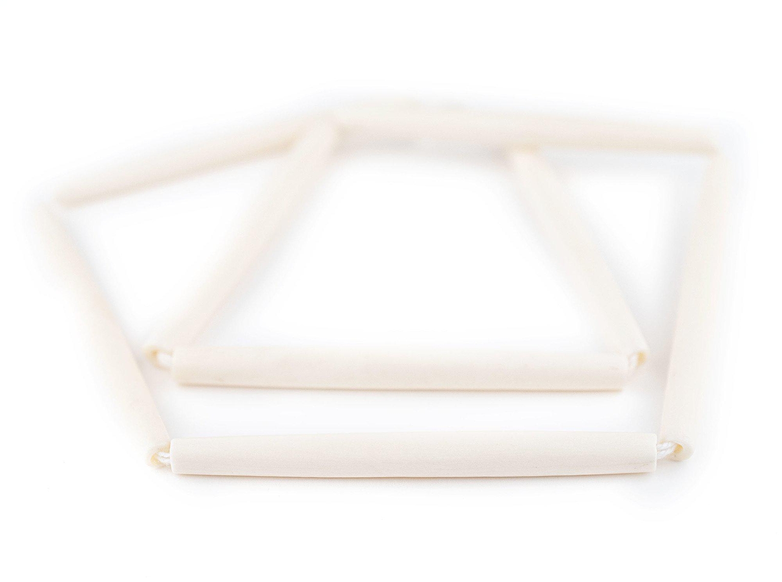 White Bone Hair Pipe Beads 3 inches, 75mm Tube Large Hole 26 Inch Strand