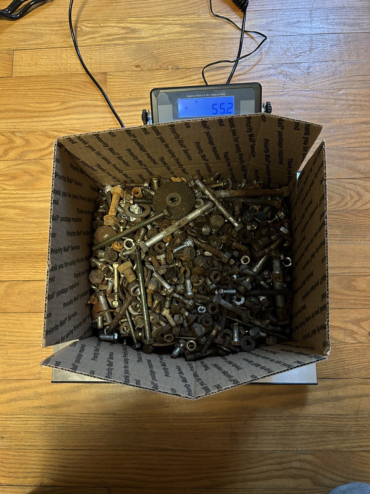 55LBS ASSORTED NEW/USED HARDWARE BOLTS, SCREWS, WASHERS, NUTS, CLIPS, PINS