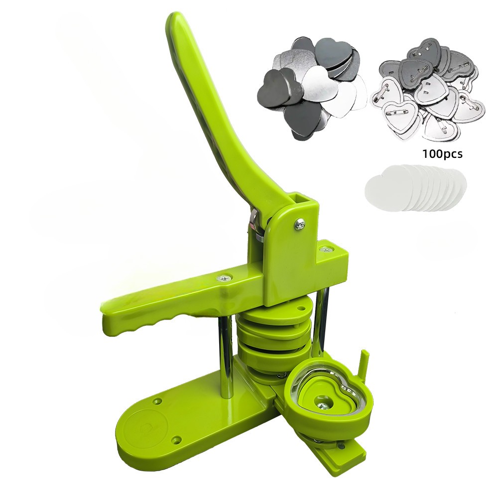 57*53mm Heart Shape Plastic Button Making Machines with 100 pcs Materials