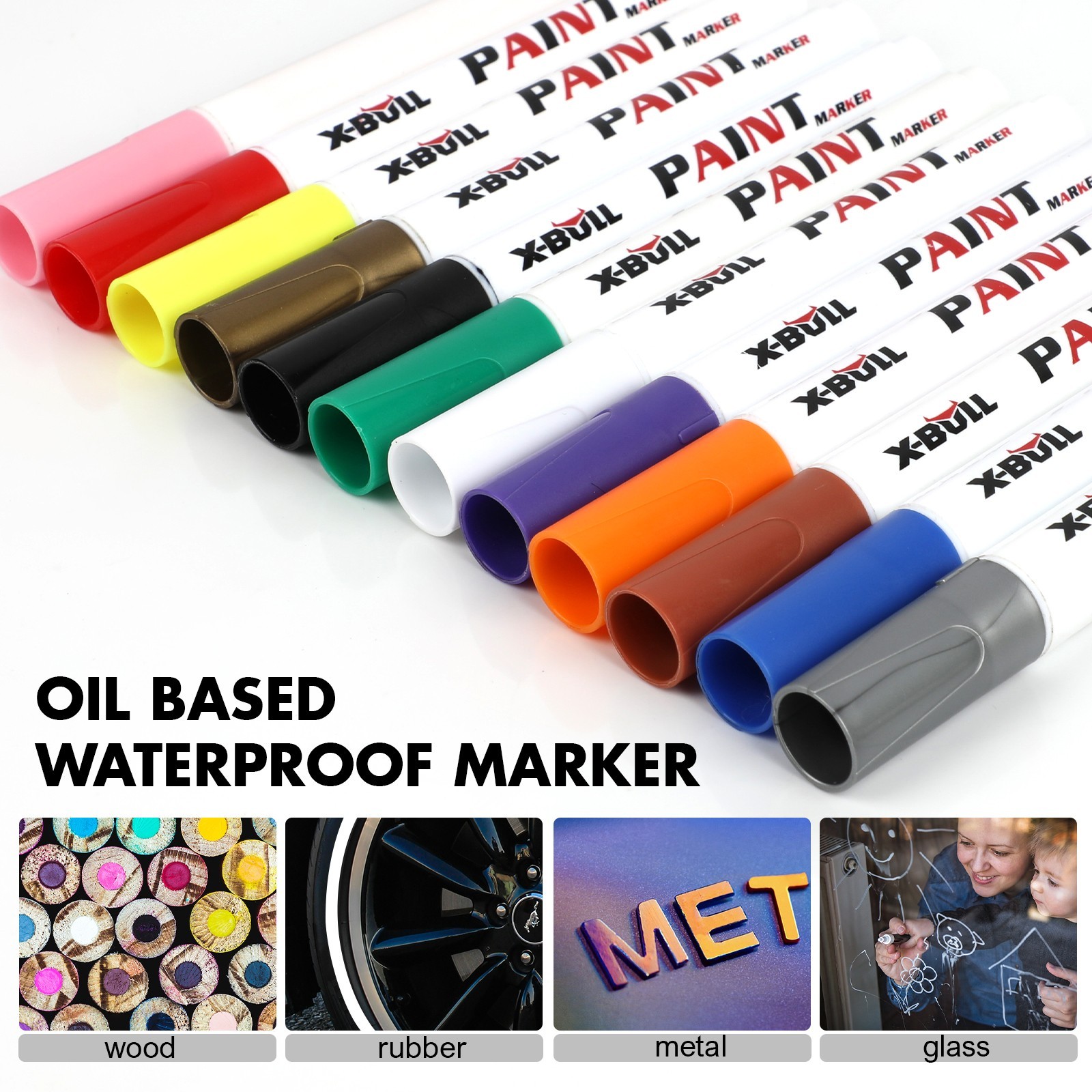 12Pcs Paint Marker Pen Waterproof Permanent For Car Tyre Tire Tread Rubber Metal