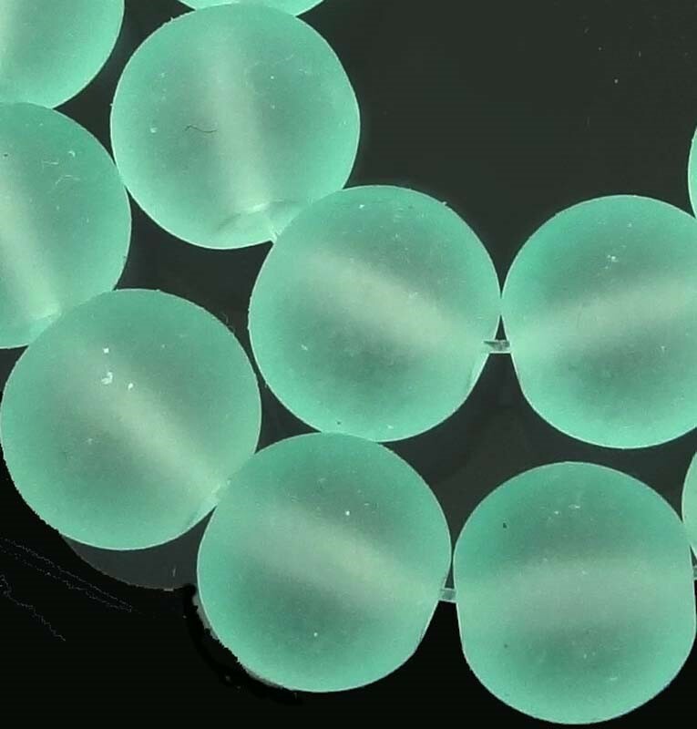 25 Frosted Sea Glass Round / Rocaille Beads Matte – Seafoam Green 10mm