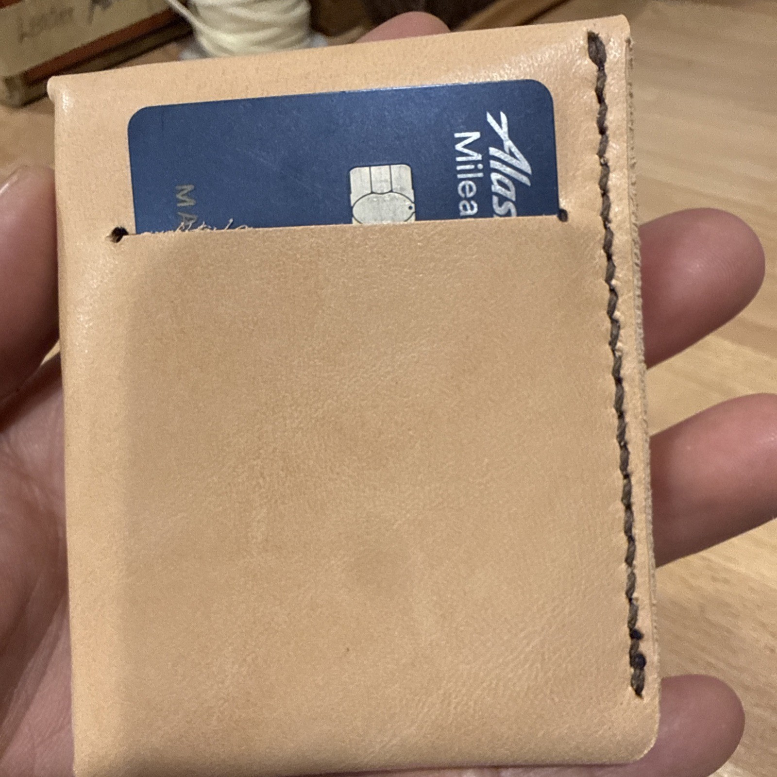 Handmade Leather Minimalist Wallet – Card Holder – Cash Wallet, brown