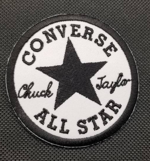 Converse All Star Patch 2.5″ Embroidered Iron On Shoe Logo Black White