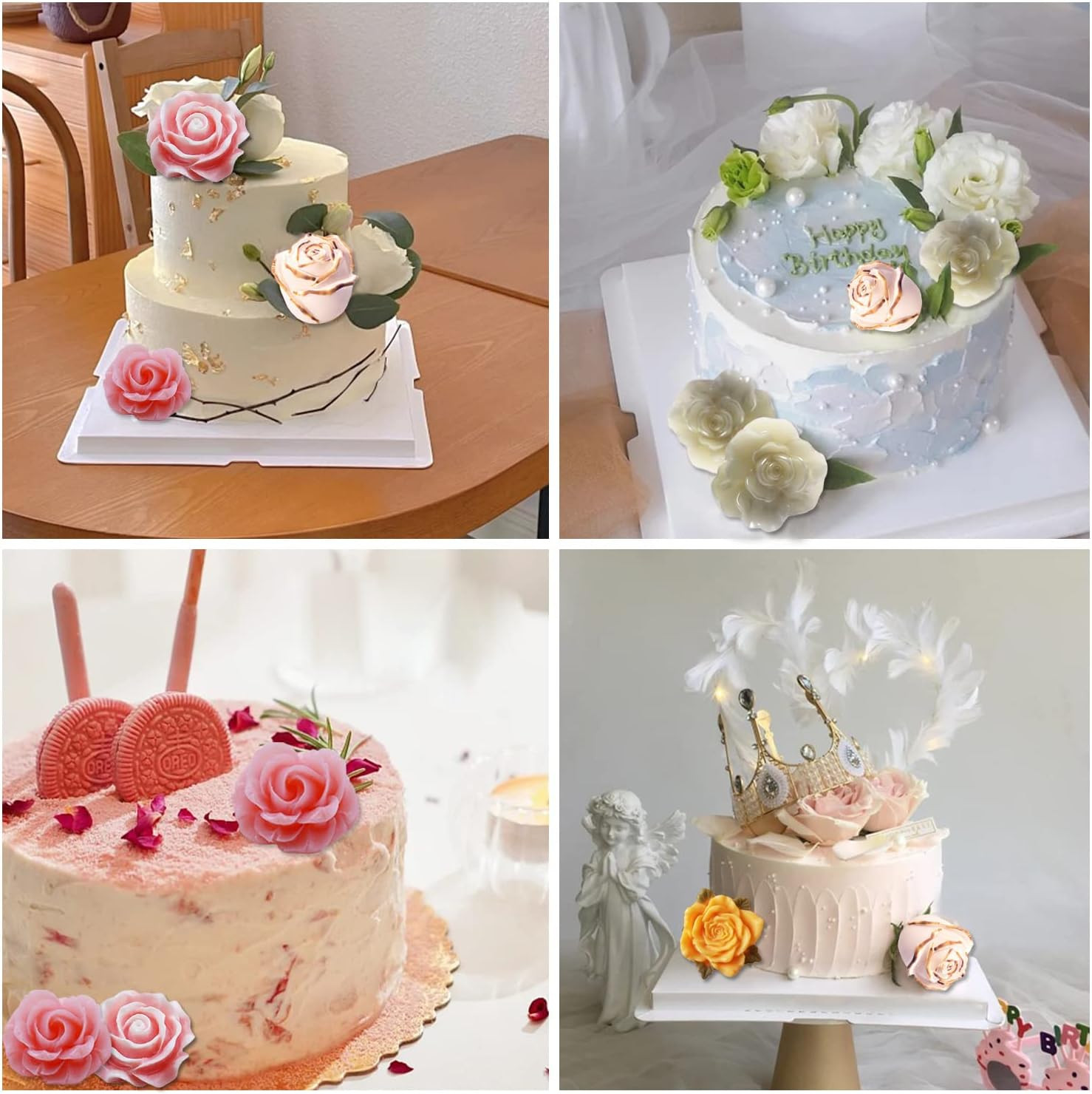 3D Bloom Rose Flower Fondant Silicone Molds for Candle Soap Making Cake Decorati