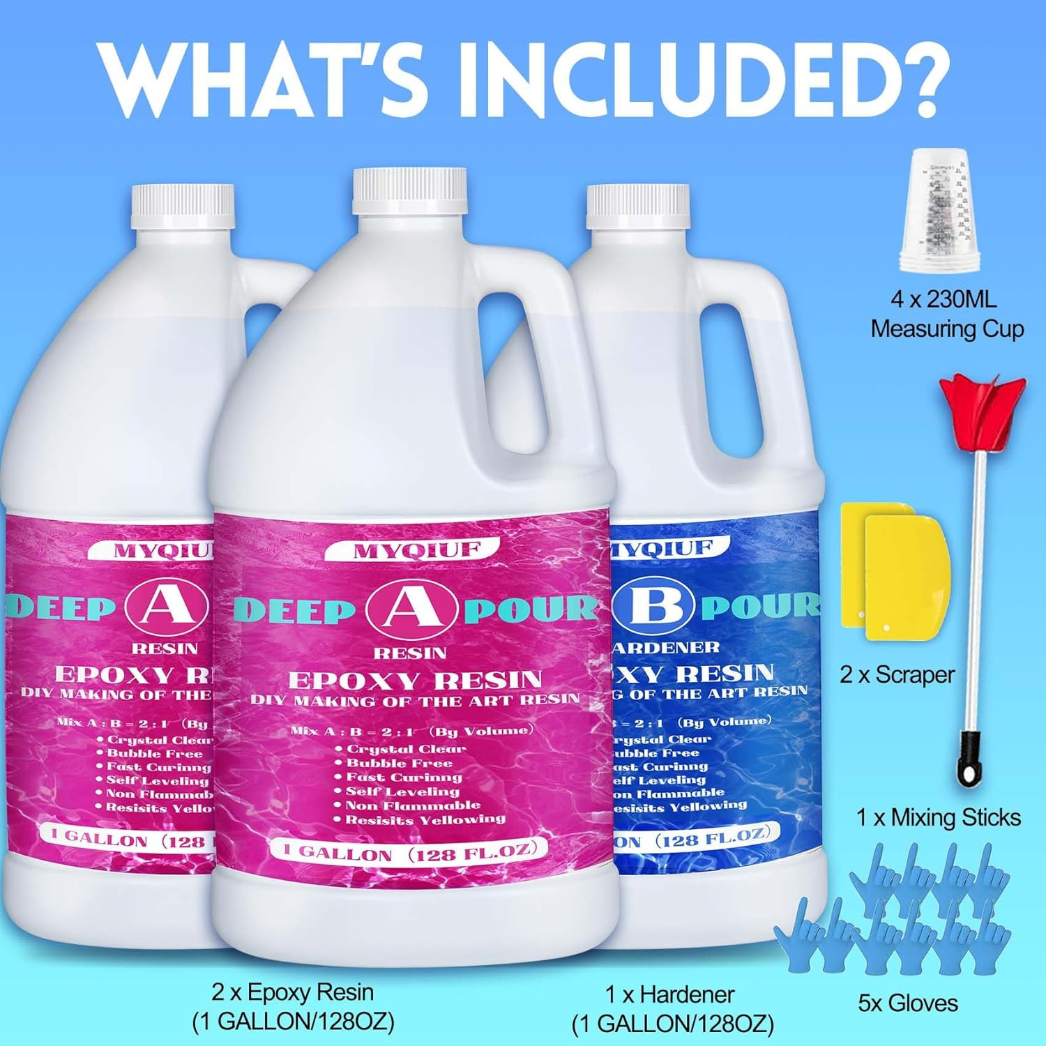 Deep Pour Epoxy Resin 3 Gallon 2-4 Pour Depths Epoxy Resin Kit Crystal Clea…