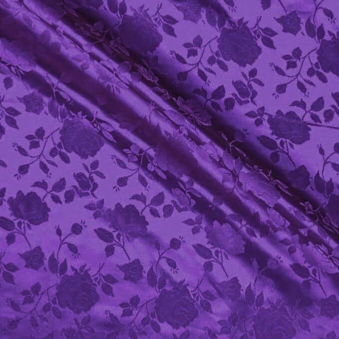 Valentina Textile’s Inc. Rose Satin Brocade Jacquard Fabric, 58 Inches Wide