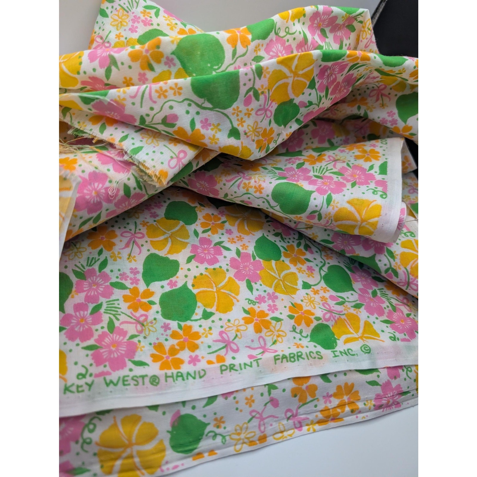 Vintage Lilly Pulitzer floral fabric yardage uncut key west hand print fabrics