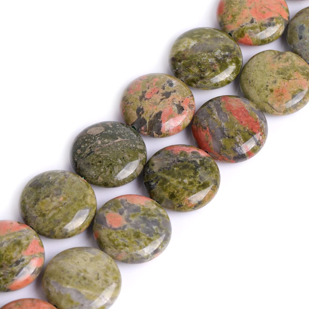 GEM-INSIDE Green Unakite Beads 20mm