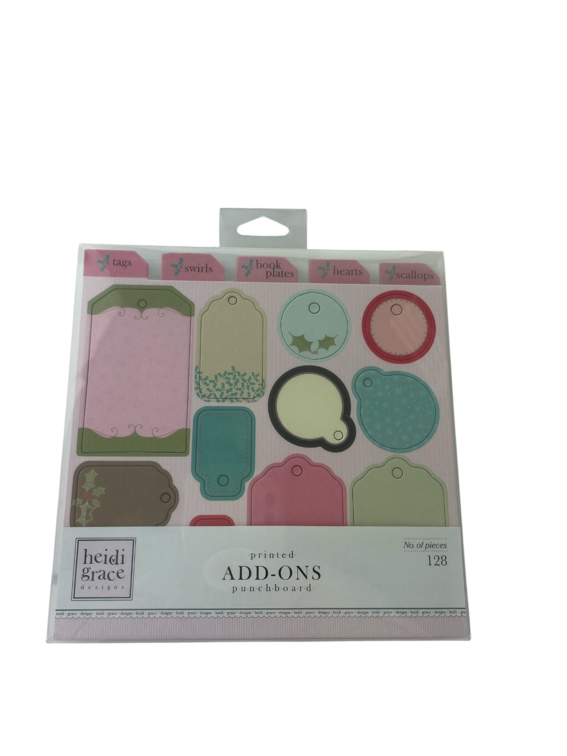Heidi Grace Designs Printed Add-Ons Punchboard Christmas Crafting Pieces 128ct