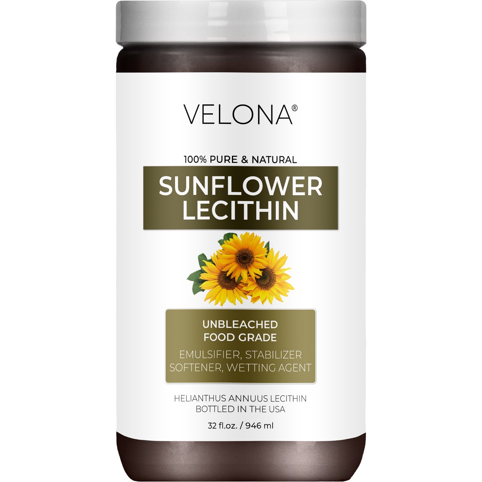 Sunflower Lecithin by Velona 2oz-7lb Unrefined Cold Pressed Hair Body Skin Care