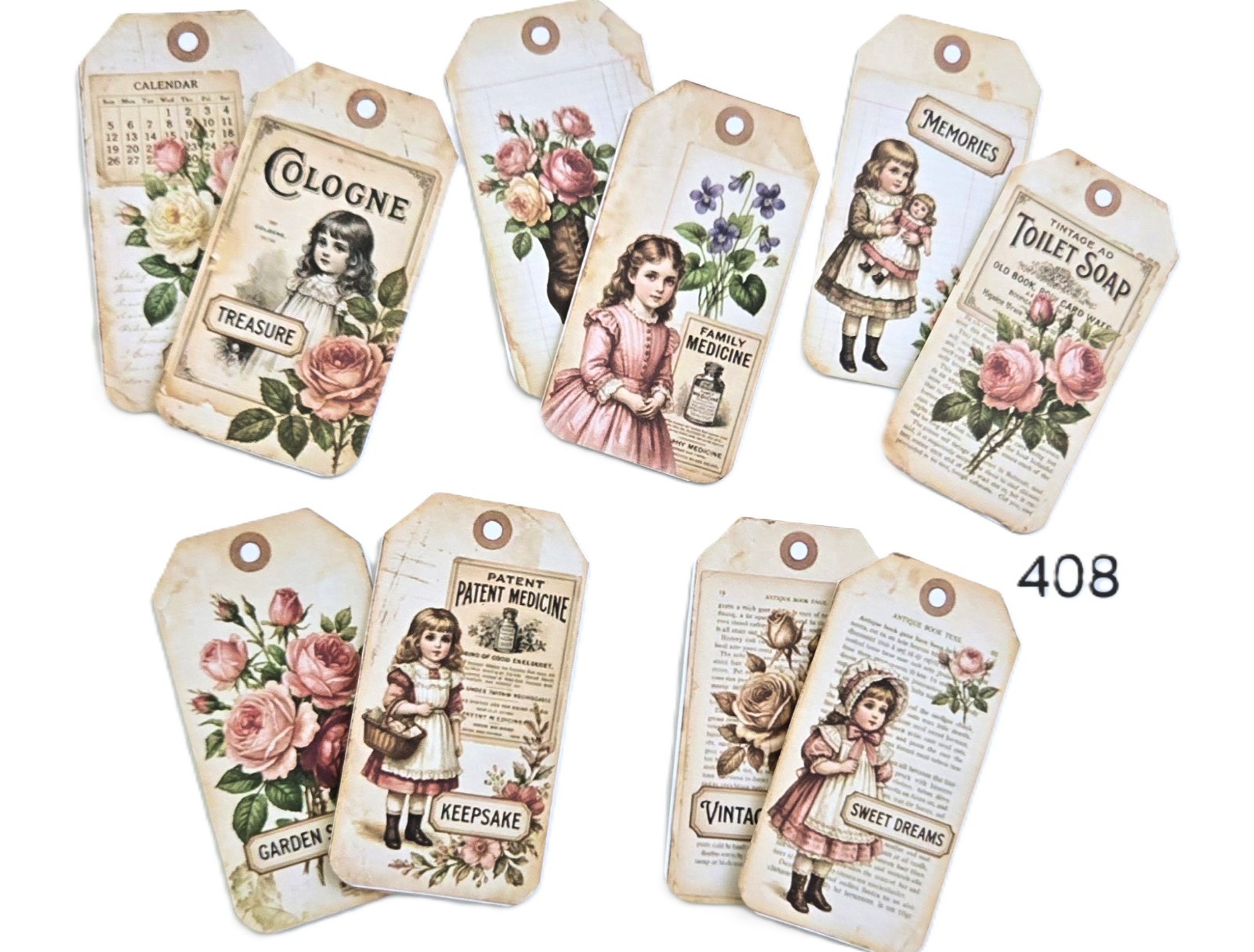 Vintage style Tags Supplies Scrapbooks Junk Journal 408