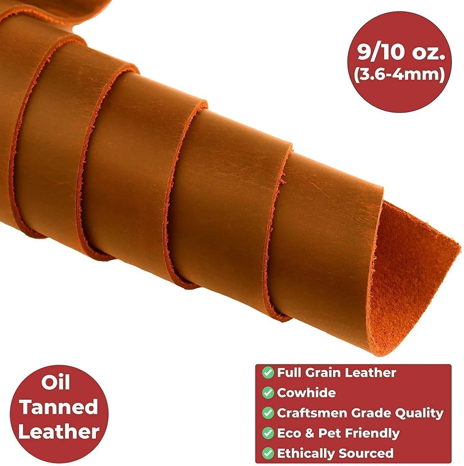 ELW 9-10 oz (3.6-4mm) Heavy Weight Oil Tanned Cowhide Full Grain Leather