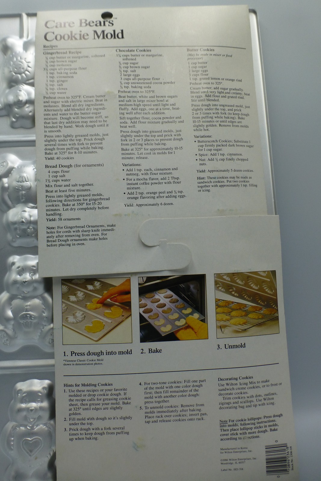 Vintage 1986 Wilton Care Bears Aluminum Cookie Mold Pan 12-Cavity Retro NEW F3
