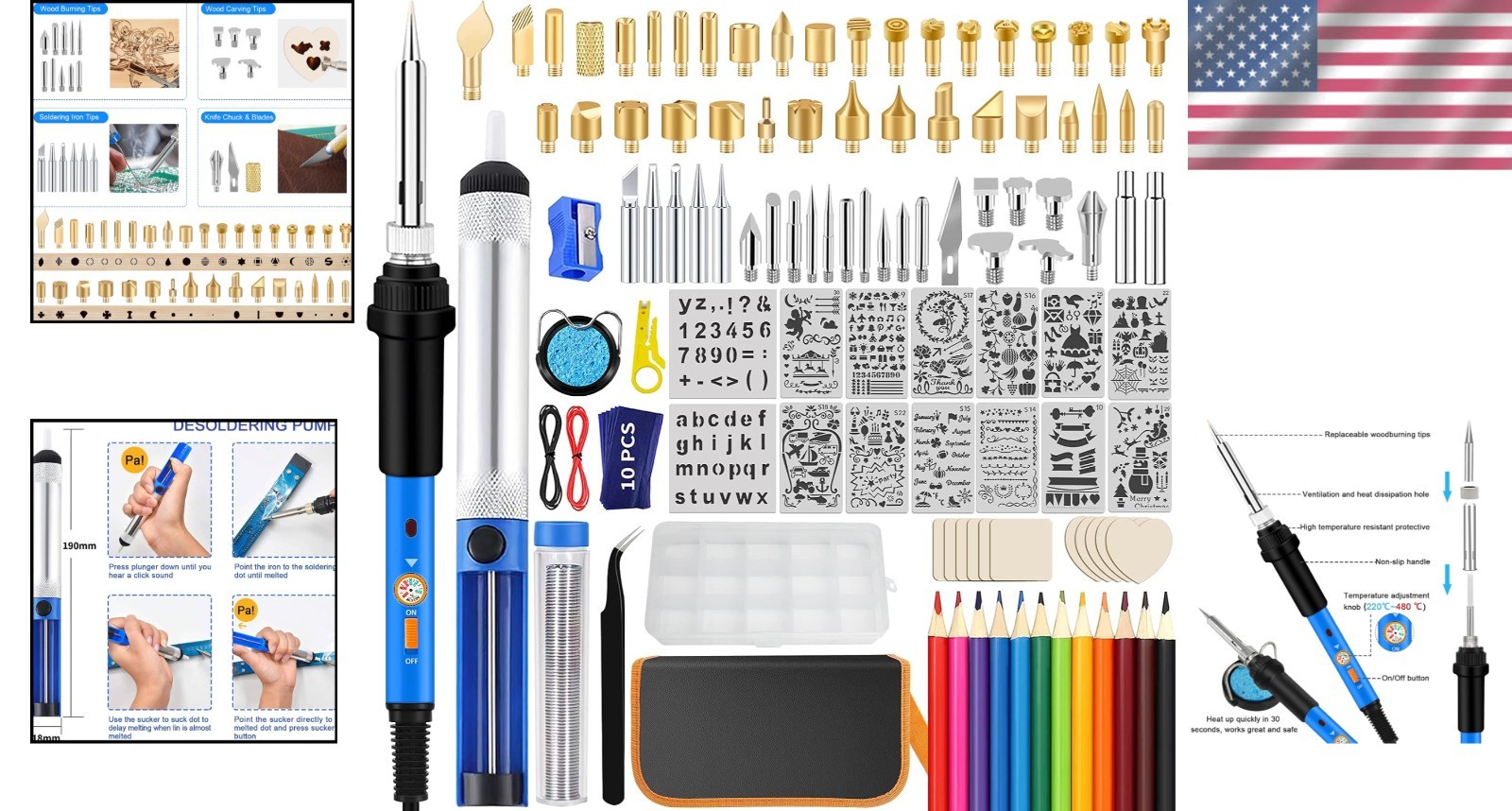116PCS Adjustable Wood Burning Kit – Professional Pyrography Tool for All Levels