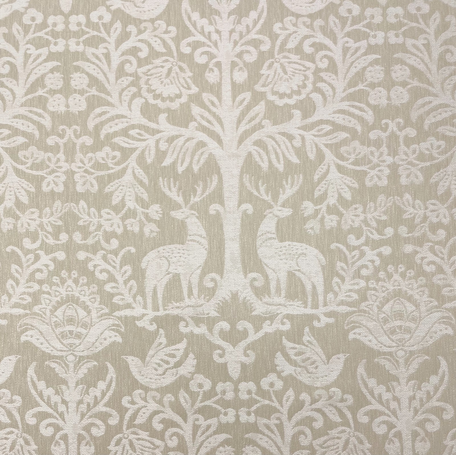 COVINGTON OH DEER STONEWASH BEIGE FLORAL FOREST ANIMALS FABRIC BY YARD 54″W