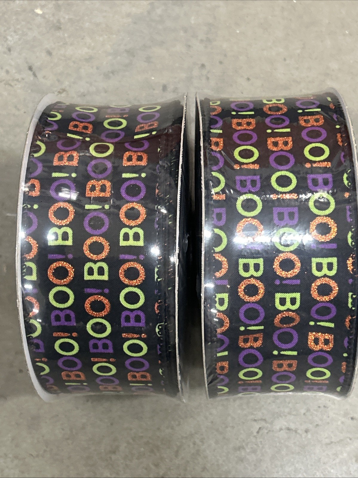 50 Yd Halloween Glitter Boo’s 2.5 Inch Ribbon Holiday 2 Pack Decorating