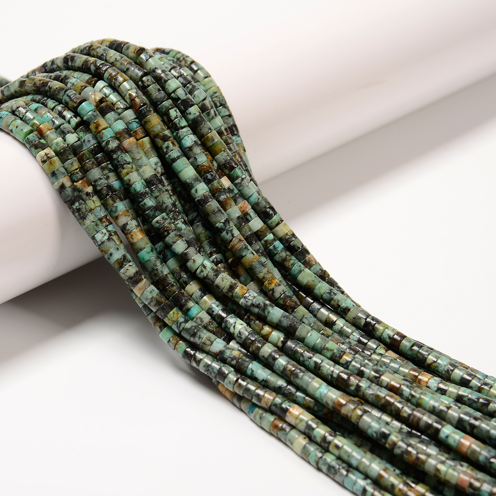 Natural African Turquoise Heishi Disc Beads Size 2x4mm 15.5” Strand