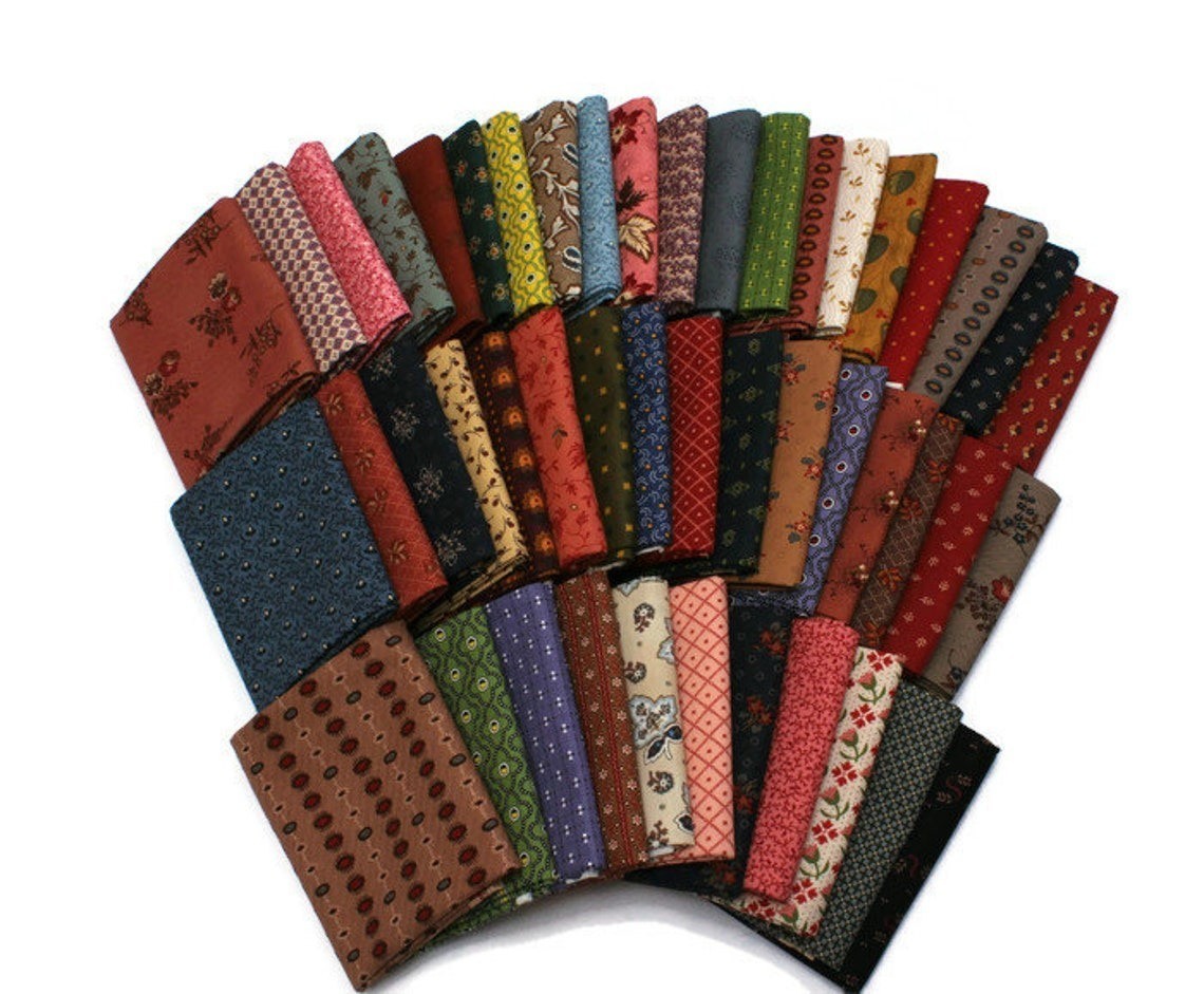 10 Fat Quarters Civil War 1800s Reproduction Cotton Fabric Bundle