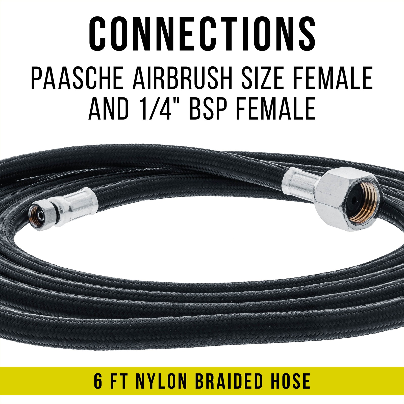 6′ Braided Airbrush Air Hose w/ PAASCHE & 1/4″ Fitting Ends Regulator Compressor