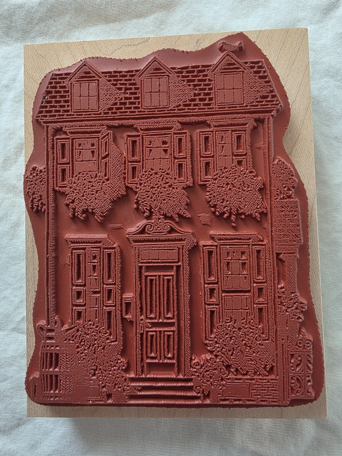 Impression Obsession House G1742 Large Wood Block Rubber Stamp Colonial Rowhome