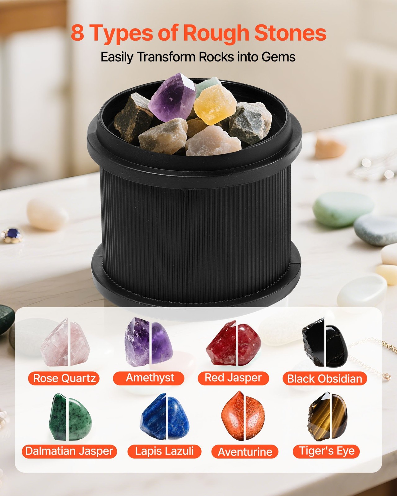 Rock Tumbler,1 lb Rock Polishing Machine,Rocks Tumbling Kit with 4-Speed Adjustm