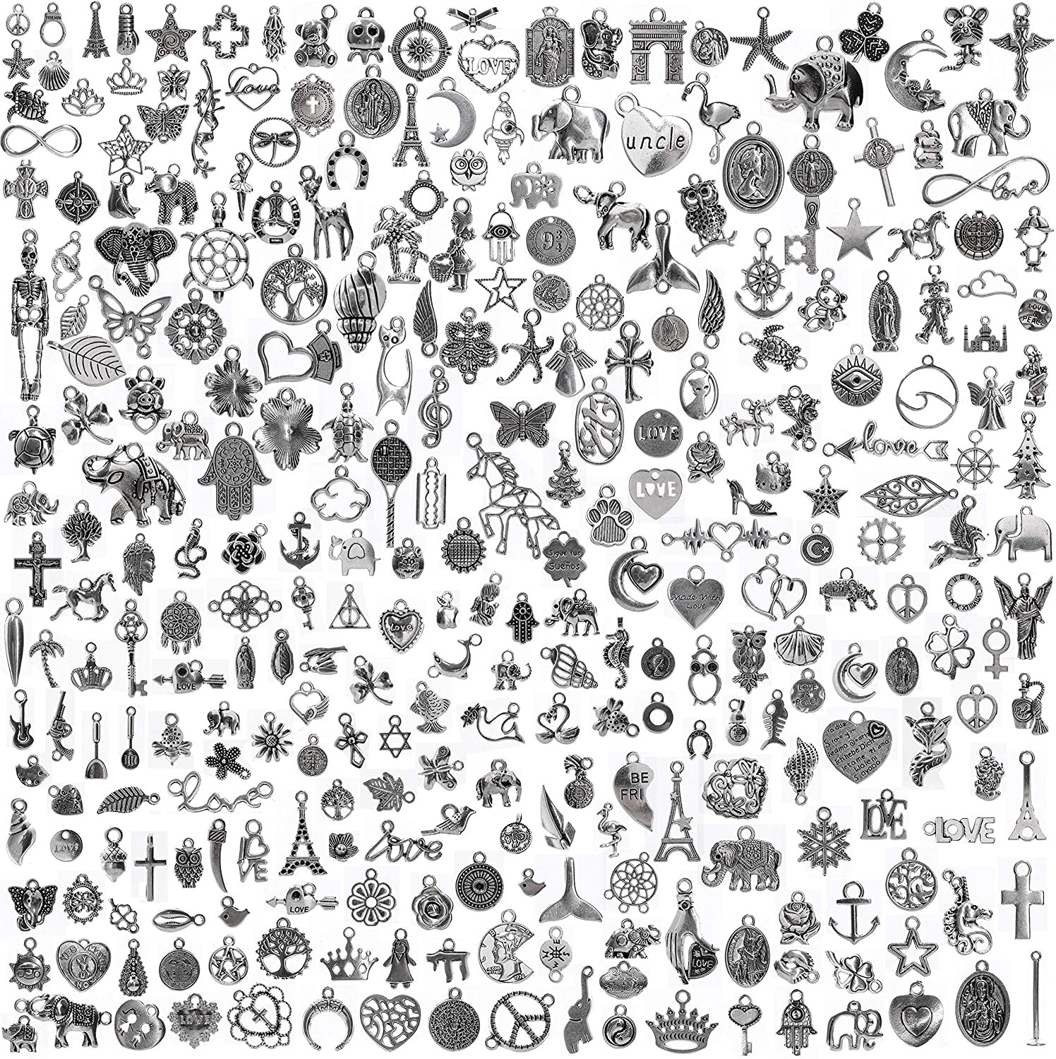300Pcs Bulk Charms for Jewelry Making Craft Bracelet Necklace Pendant Earrings
