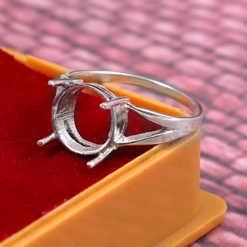 Semi Mount Ring Stone Setting Size 10X10 MM Round Shape 925 Sterling Silver Ring