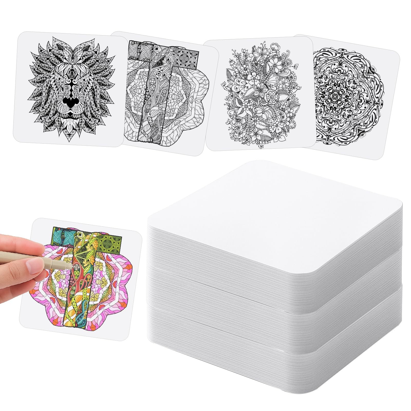 60 Pcs White Paper Tiles for Zen Square Art, 3.5” X 3.5” Blank Artist’S Tile T
