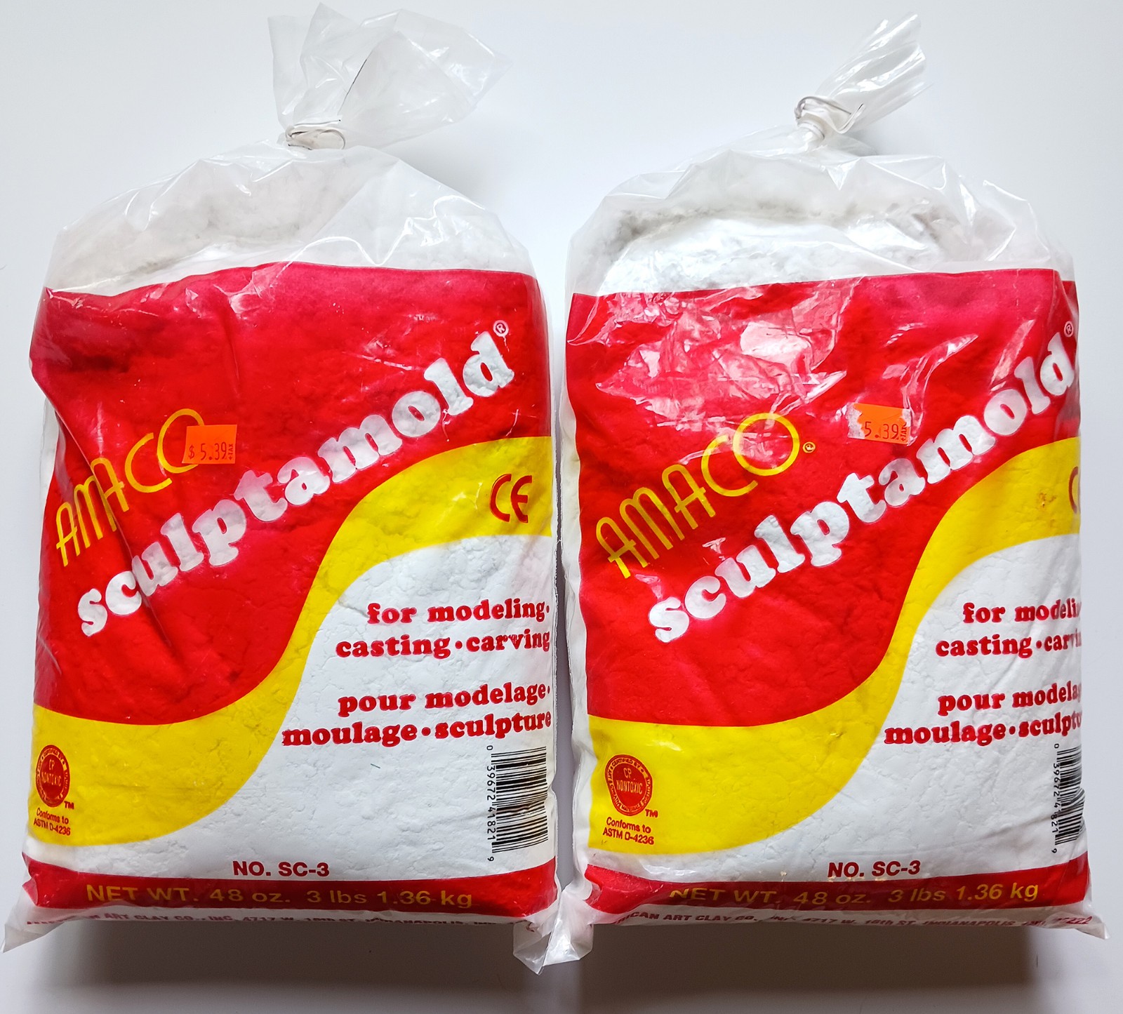 *2* NIP 3 lb Pkgs AMACO SCULPTAMOLD Modeling Casting Carving Sculpture Cellulose
