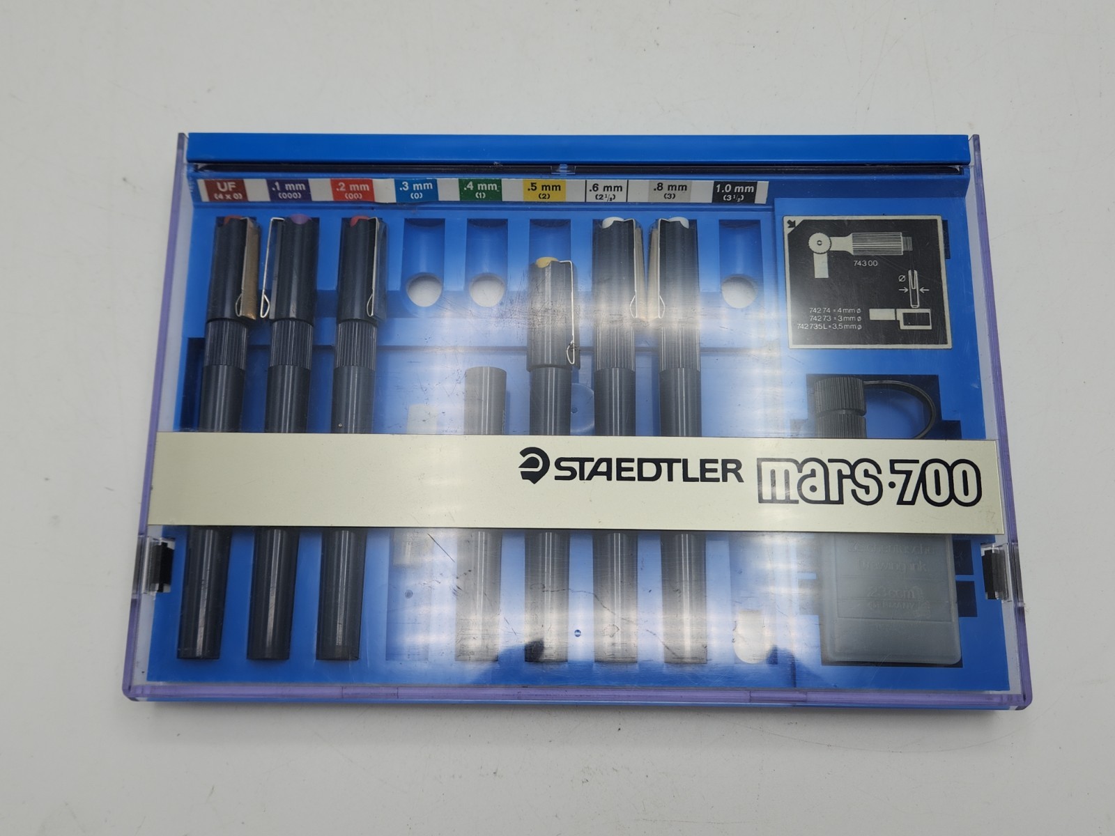 Lot of 5 Staedtler Mars-700 Technical Pens 0.8mm 0.6mm 0.2mm 0.1mm & UF Set READ